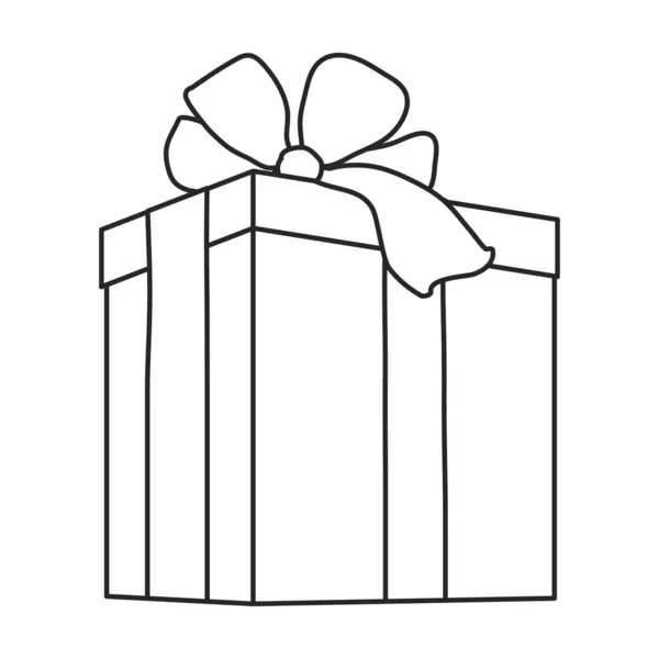 Icona del contorno del vettore Giftbox. Scatola regalo illustrazione vettoriale su sfondo bianco. Isolato icona illustrazione contorno di giftbox. — Vettoriale Stock