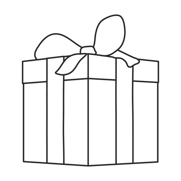 Giftbox矢量轮廓图标.白色背景的矢量插画盒礼物.礼品盒的孤立轮廓图解图标. — 图库矢量图片
