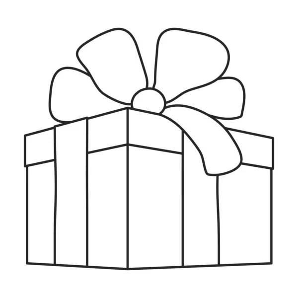 Icono de contorno de vector Giftbox. Caja de ilustración vectorial regalo sobre fondo blanco. Icono de ilustración de esquema aislado de giftbox. — Vector de stock