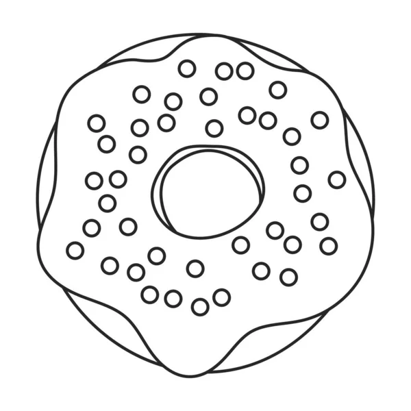 Donut vetor contorno ícone. Donut ilustração vetorial sobre fundo branco. Ícone de ilustração de contorno isolado de donut. — Vetor de Stock