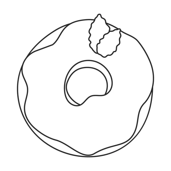 Icono de contorno de vector de dona. Donut de ilustración vectorial sobre fondo blanco. Icono de ilustración de esquema aislado de donut. — Archivo Imágenes Vectoriales
