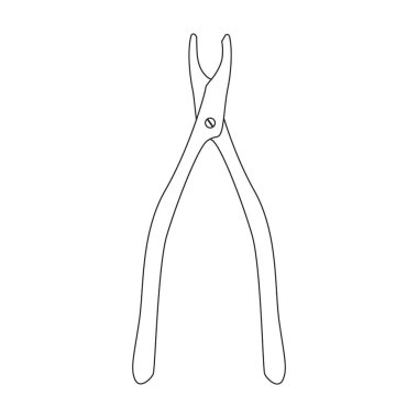 Tıbbi forseps vektör taslağı simgesi. Beyaz arkaplanda vektör illüstrasyon kıskacı. Tıbbi forsepslerin izole edilmiş taslak çizim simgesi.
