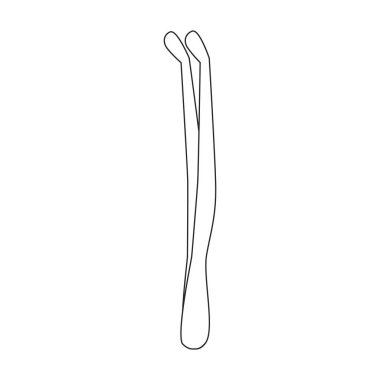 Tıbbi forseps vektör taslağı simgesi. Beyaz arkaplanda vektör illüstrasyon kıskacı. Tıbbi forsepslerin izole edilmiş taslak çizim simgesi.