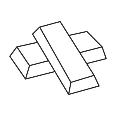 Altın külçe vektör dış hat simgesi. Beyaz arka planda vektör illüstrasyon altın külçesi. Altın çubukların izole edilmiş tasvir simgesi .