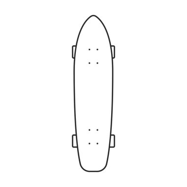 Kaykay vektör ana hatları simgesi. Beyaz arka planda vektör illüstrasyon kaykayı. İzole edilmiş taslak çizim paten çizimi simgesi.