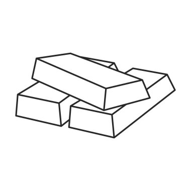 Altın külçe vektör dış hat simgesi. Beyaz arka planda vektör illüstrasyon altın külçesi. Altın çubukların izole edilmiş tasvir simgesi .