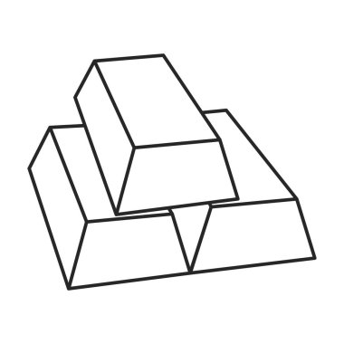 Altın külçe vektör dış hat simgesi. Beyaz arka planda vektör illüstrasyon altın külçesi. Altın çubukların izole edilmiş tasvir simgesi .