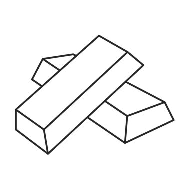 Altın külçe vektör dış hat simgesi. Beyaz arka planda vektör illüstrasyon altın külçesi. Altın çubukların izole edilmiş tasvir simgesi .