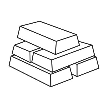 Altın külçe vektör dış hat simgesi. Beyaz arka planda vektör illüstrasyon altın külçesi. Altın çubukların izole edilmiş tasvir simgesi .