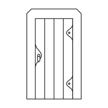 Kapı ortaçağ vektör ana hatları simgesi. Beyaz arka planda vektör illüstrasyon kapıları kalesi. Kapı ortaçağının izole edilmiş tasviri simgesi .