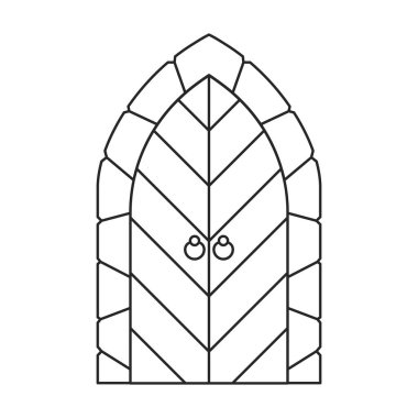 Kapı ortaçağ vektör ana hatları simgesi. Beyaz arka planda vektör illüstrasyon kapıları kalesi. Kapı ortaçağının izole edilmiş tasviri simgesi .