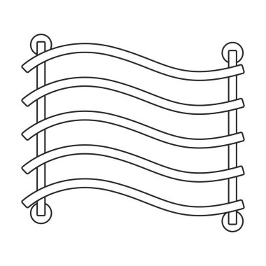 Havlu demiryolu taşıyıcı taslak simgesi. Beyaz arka planda vektör illüstrasyon radyatör kurutucusu. İzole edilmiş havlu çizgisi çizim simgesi .