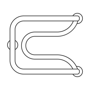 Havlu demiryolu taşıyıcı taslak simgesi. Beyaz arka planda vektör illüstrasyon radyatör kurutucusu. İzole edilmiş havlu çizgisi çizim simgesi .