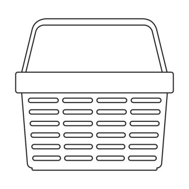 Tramvay sepeti vektör ana hatları simgesi. Beyaz arka planda vektör illüstrasyon süpermarket arabası. Tramvay sepetinin izole edilmiş taslak çizim simgesi .