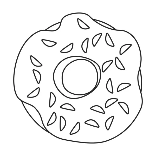 Donut vetor contorno ícone. Donut ilustração vetorial sobre fundo branco. Ícone de ilustração de contorno isolado de donut. — Vetor de Stock