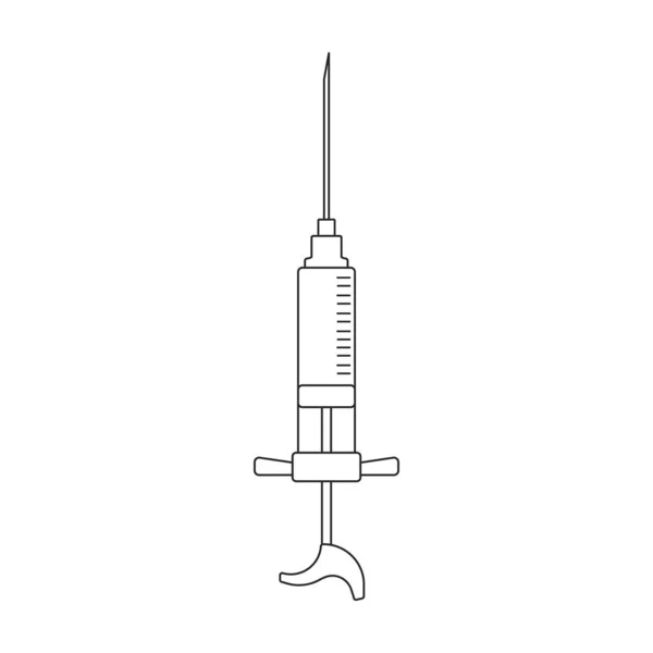 Spritzen-Vektor-Umriss-Symbol. Vector Illustration Nadel auf weißem Hintergrund. Isolierte Umrisse illustrieren Ikone der Spritze. — Stockvektor