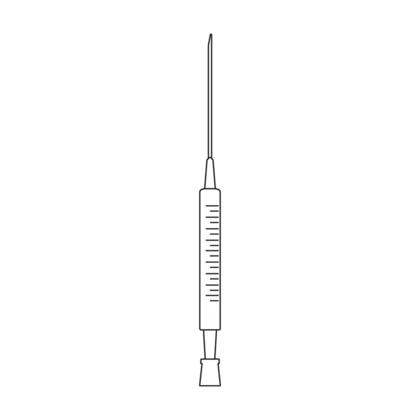 Ícone de contorno do vetor de seringa. Agulha de ilustração vetorial sobre fundo branco. Ícone de ilustração de contorno isolado da seringa. — Vetor de Stock