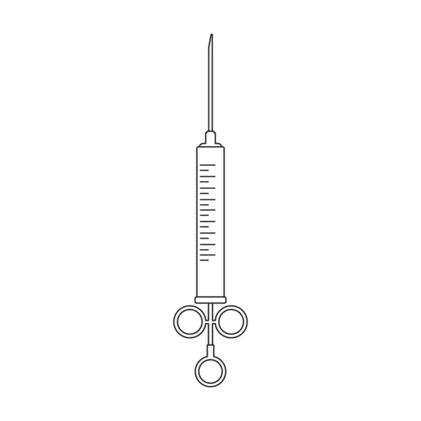 Icône de contour vectoriel de seringue. Aiguille d'illustration vectorielle sur fond blanc. Illustration de contour isolée de la seringue. — Image vectorielle