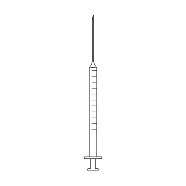 Ícone de contorno do vetor de seringa. Agulha de ilustração vetorial sobre fundo branco. Ícone de ilustração de contorno isolado da seringa. — Vetor de Stock