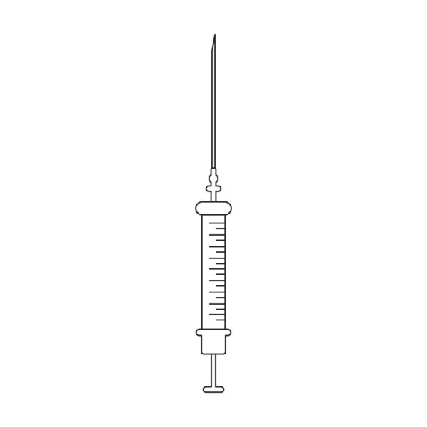 注射器矢量轮廓图标.白色背景上的矢量插图针.注射器的孤立示意图. — 图库矢量图片