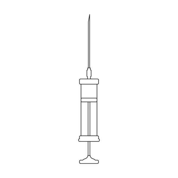 注射器矢量轮廓图标.白色背景上的矢量插图针.注射器的孤立示意图. — 图库矢量图片