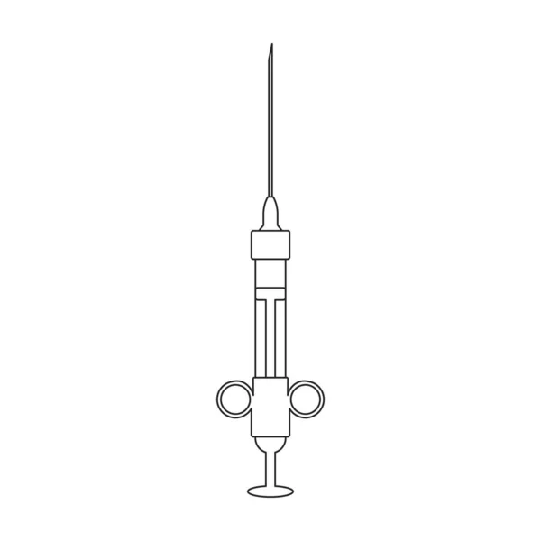 Icono del contorno de la jeringa vectorial. Aguja de ilustración vectorial sobre fondo blanco. Icono de ilustración de esquema aislado de la jeringa. — Archivo Imágenes Vectoriales