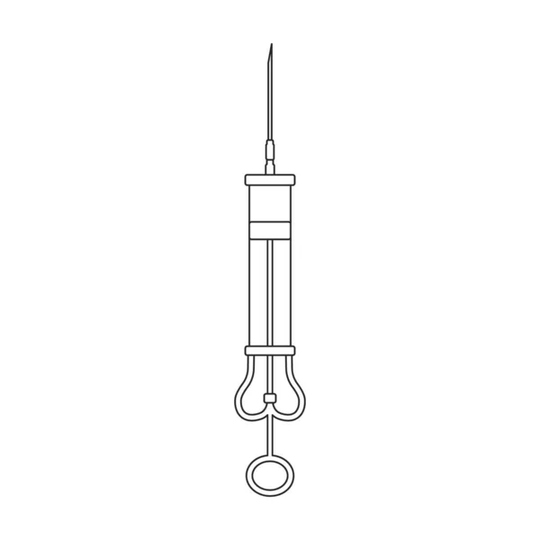 Ícone de contorno do vetor de seringa. Agulha de ilustração vetorial sobre fundo branco. Ícone de ilustração de contorno isolado da seringa. — Vetor de Stock