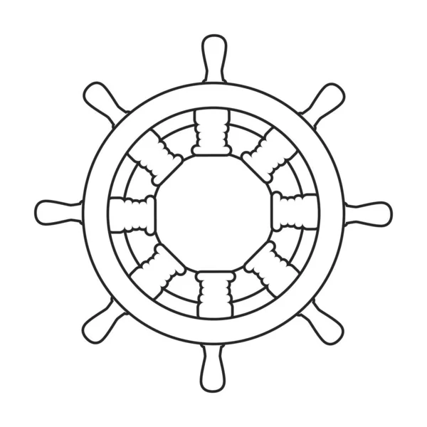 Значок контура вектора колеса корабля. Векторный иллюстрационный шлем на белом фоне. Изолированный значок иллюстрации контура колеса корабля . — стоковый вектор