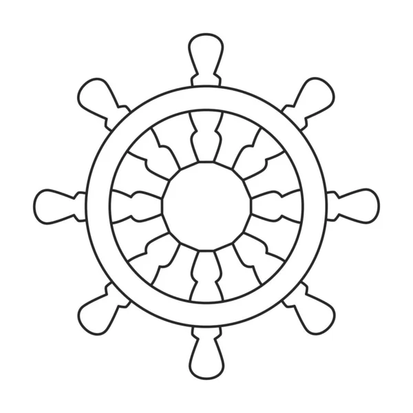 Ícone do esboço do vetor da roda do navio. Vetor ilustração leme no fundo branco. Ícone de ilustração de contorno isolado da roda do navio . — Vetor de Stock