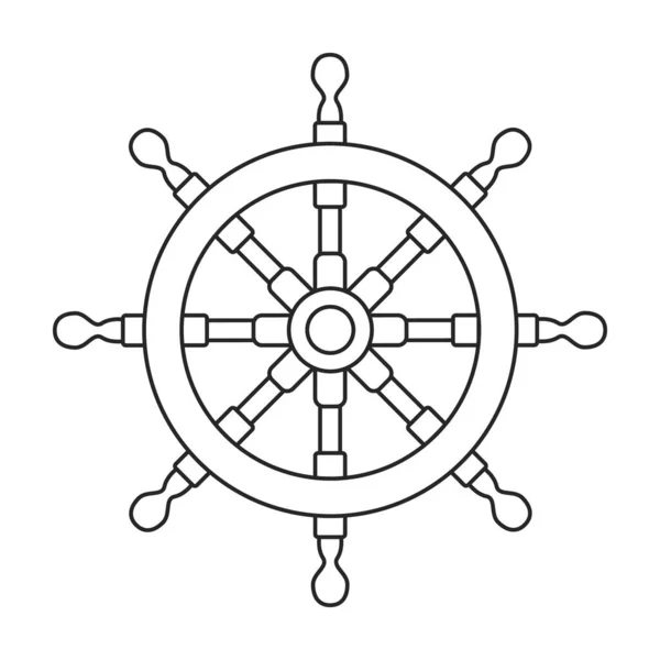 Ícone do esboço do vetor da roda do navio. Vetor ilustração leme no fundo branco. Ícone de ilustração de contorno isolado da roda do navio . — Vetor de Stock