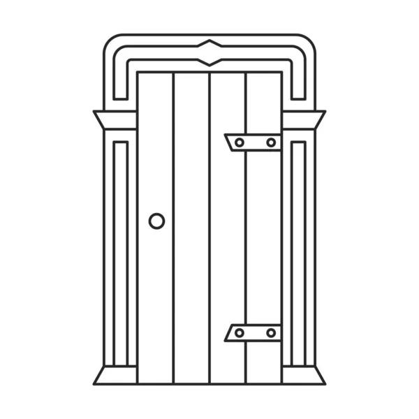 Puerta icono de contorno de vector medieval. Vector ilustración puertas castillo sobre fondo blanco. Icono de ilustración de contorno aislado de puerta medieval . — Vector de stock