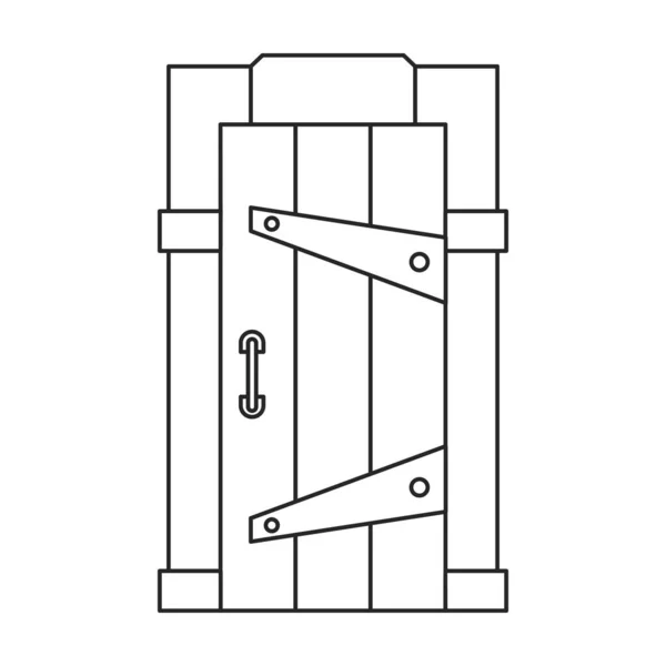 Значок контура вектора двери. Векторная иллюстрация двери замка на белом фоне. Изолированный контур иконки средневековой двери . — стоковый вектор