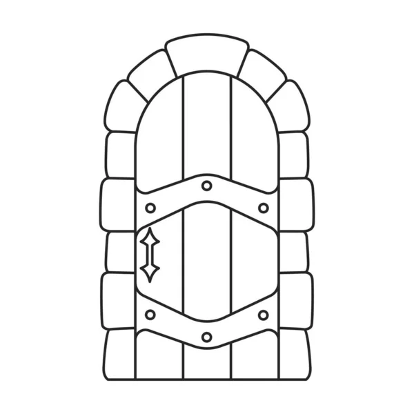 Значок контура вектора двери. Векторная иллюстрация двери замка на белом фоне. Изолированный контур иконки средневековой двери . — стоковый вектор