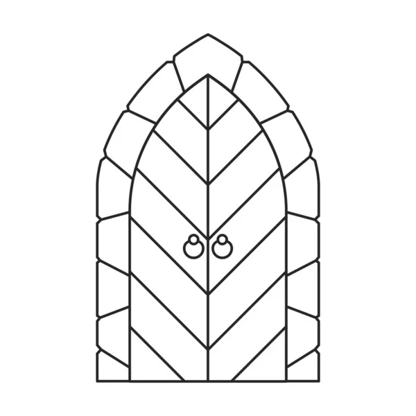 Tür mittelalterlichen Vektor Umrisssymbol. Vector Illustration Türen Burg auf weißem Hintergrund. Vereinzelte Umrisse illustrieren Ikone der Tür mittelalterlichen . — Stockvektor