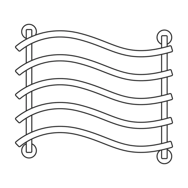 Handdoek spoor vector overzicht pictogram. Vector illustratie radiator droger op witte achtergrond. Geïsoleerde schets illustratie pictogram van handdoekhouder . — Stockvector