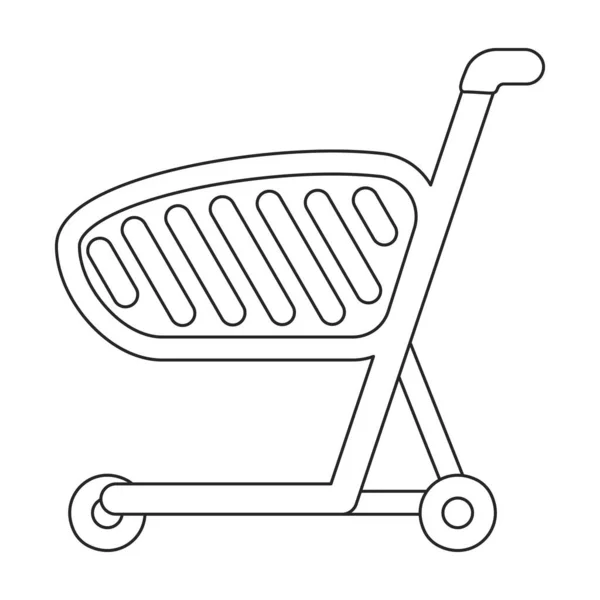 Trolley cesta vetor contorno ícone. Carrinho de arte de supermercado de ilustração vetorial em fundo branco. Ícone de ilustração de contorno isolado da cesta do carrinho . — Vetor de Stock