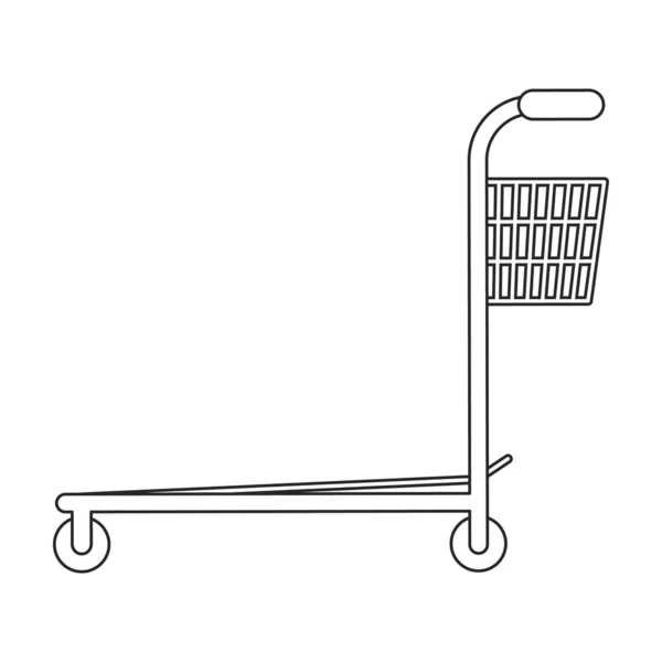 Trolley cesta vetor contorno ícone. Carrinho de arte de supermercado de ilustração vetorial em fundo branco. Ícone de ilustração de contorno isolado da cesta do carrinho . —  Vetores de Stock