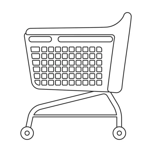 Trolley Korb Vektor Outline-Symbol. Vector Illustration Supermarktwagen auf weißem Hintergrund. Isolierte Umrisse illustrieren das Symbol des Warenkorbs . — Stockvektor