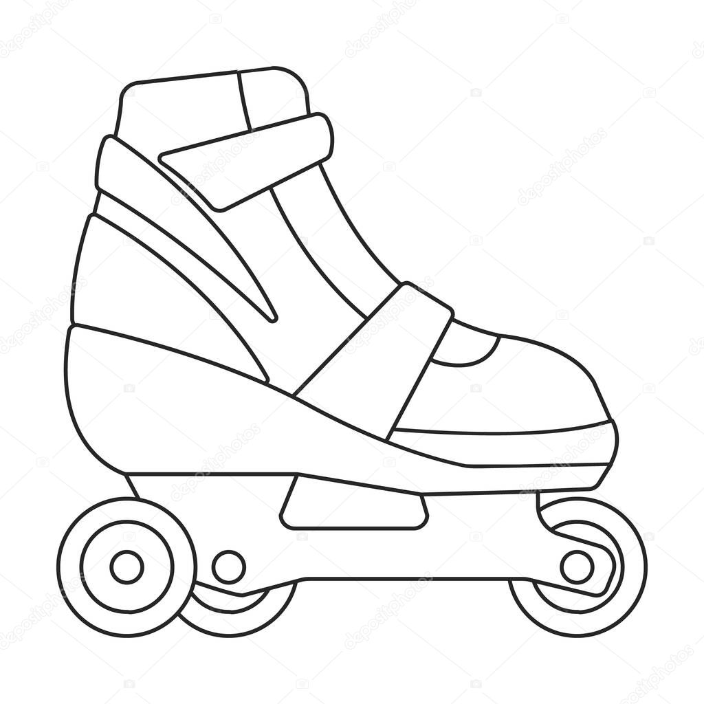 Skate roller vector outline icon. Vector illustration rollerskate on white background. Is olated outline illustration logo of skate roller.