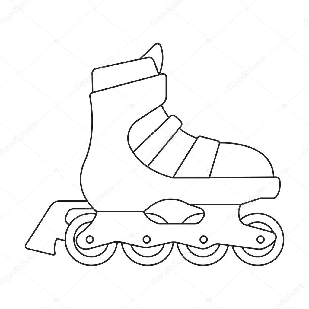 Skate roller vector outline icon. Vector illustration rollerskate on white background. Is olated outline illustration logo of skate roller.
