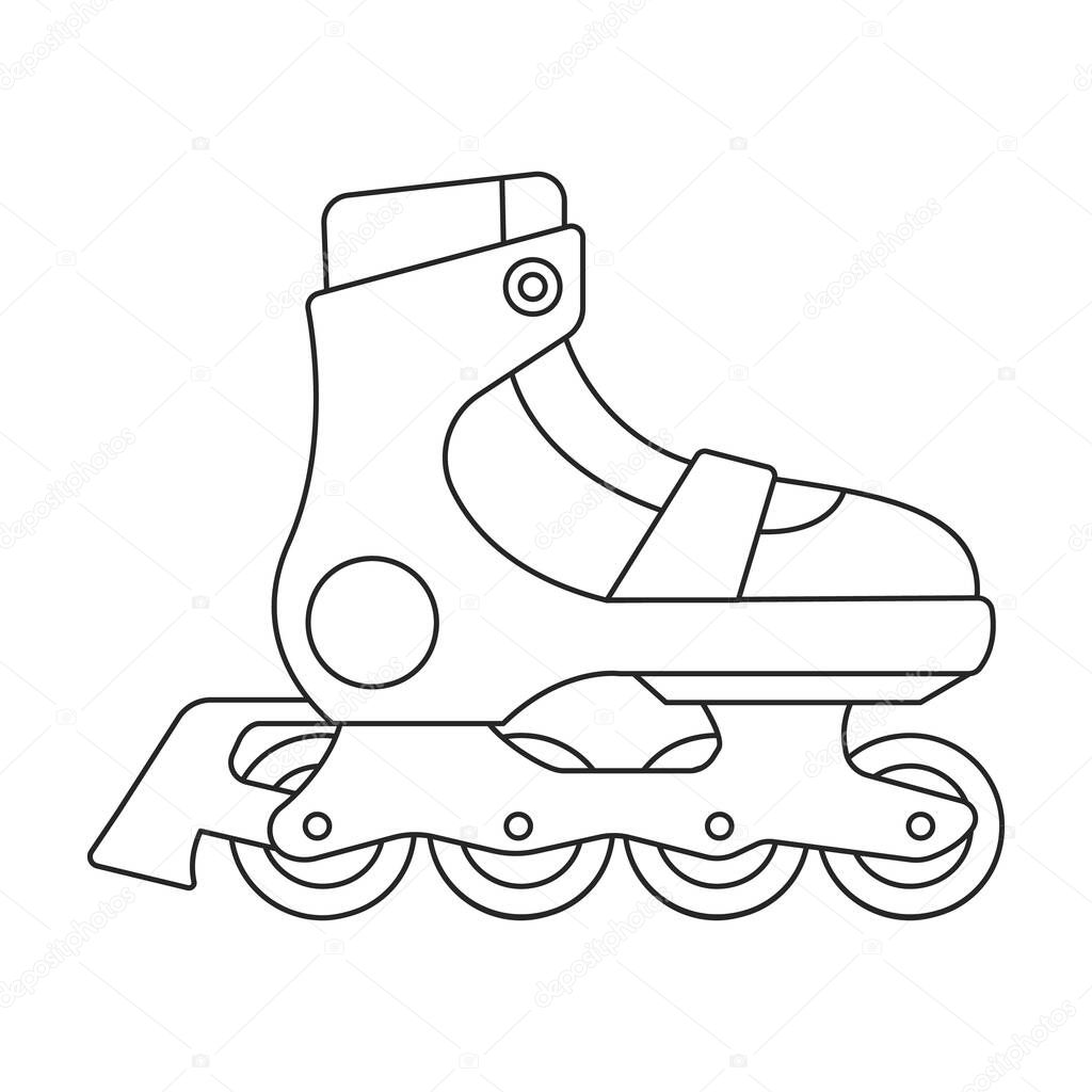 Skate roller vector outline icon. Vector illustration rollerskate on white background. Is olated outline illustration logo of skate roller.