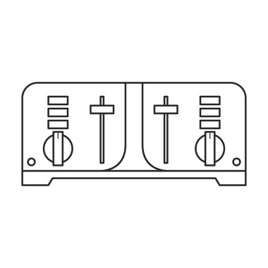 Ekmek kızartma makinesi taslak simgesi. Beyaz arka planda vektör illüstrasyon mutfak. Ekmek kızartma makinesinin izole edilmiş taslak çizim simgesi.