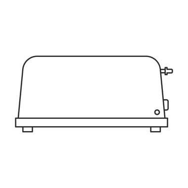 Ekmek kızartma makinesi taslak simgesi. Beyaz arka planda vektör illüstrasyon mutfak. Ekmek kızartma makinesinin izole edilmiş taslak çizim simgesi.