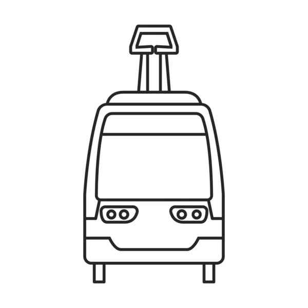 トラムベクトルアウトラインアイコン。白い背景のベクトルイラストの電車。トラムの隔離されたアウトラインイラストアイコン . — ストックベクタ