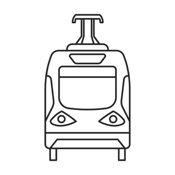 Tram vector outline icon. Vector illustration train on white background. Isolated outline illustration icon of tram . — Stock Vector