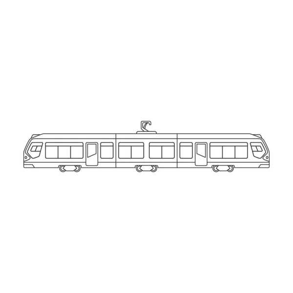 トラムベクトルアウトラインアイコン。白い背景のベクトルイラストの電車。トラムの隔離されたアウトラインイラストアイコン . — ストックベクタ