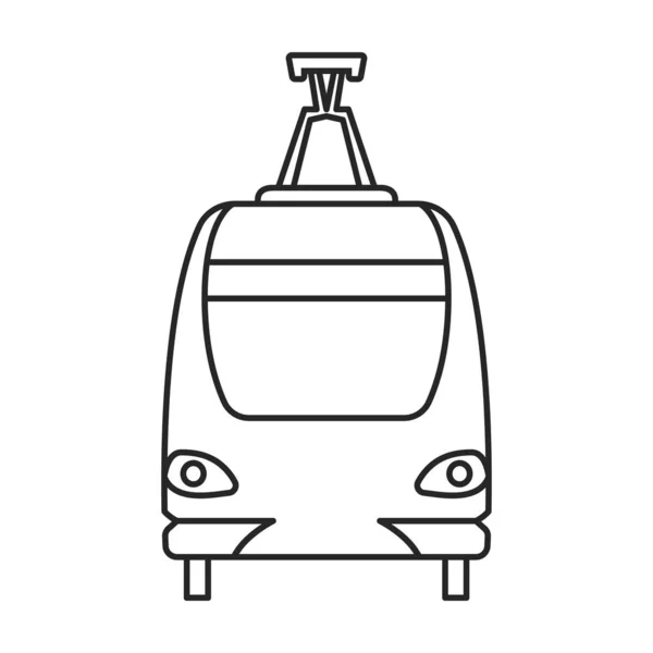 Tram vektör ana hatları simgesi. Beyaz arkaplanda vektör illüstrasyon treni. Tramvayın izole edilmiş taslak çizim simgesi . — Stok Vektör