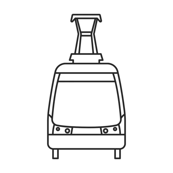 Tram vetor contorno ícone. Vetor ilustração trem sobre fundo branco. Ícone de ilustração de contorno isolado de bonde . — Vetor de Stock