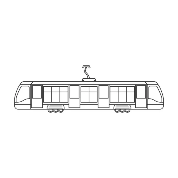 トラムベクトルアウトラインアイコン。白い背景のベクトルイラストの電車。トラムの隔離されたアウトラインイラストアイコン . — ストックベクタ