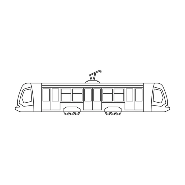 トラムベクトルアウトラインアイコン。白い背景のベクトルイラストの電車。トラムの隔離されたアウトラインイラストアイコン . — ストックベクタ
